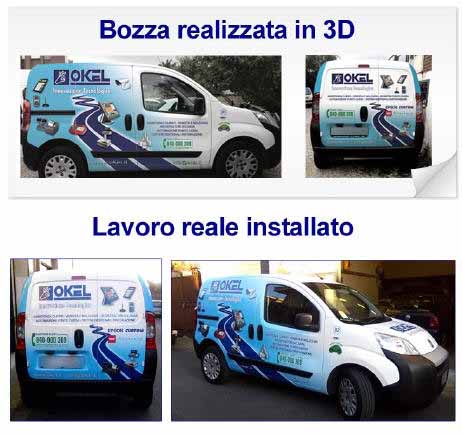 Decorazione automezzi aziendali con progetto 3d Progetto 3 d per la decorazione automezzi