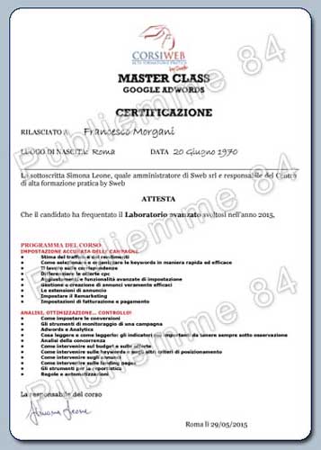 Specializzazione AdWords AdWords specializzazione Publiemme 84