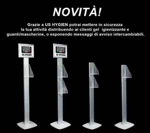 Piantana porta dispenser con cartello Porta dispenser da terra
